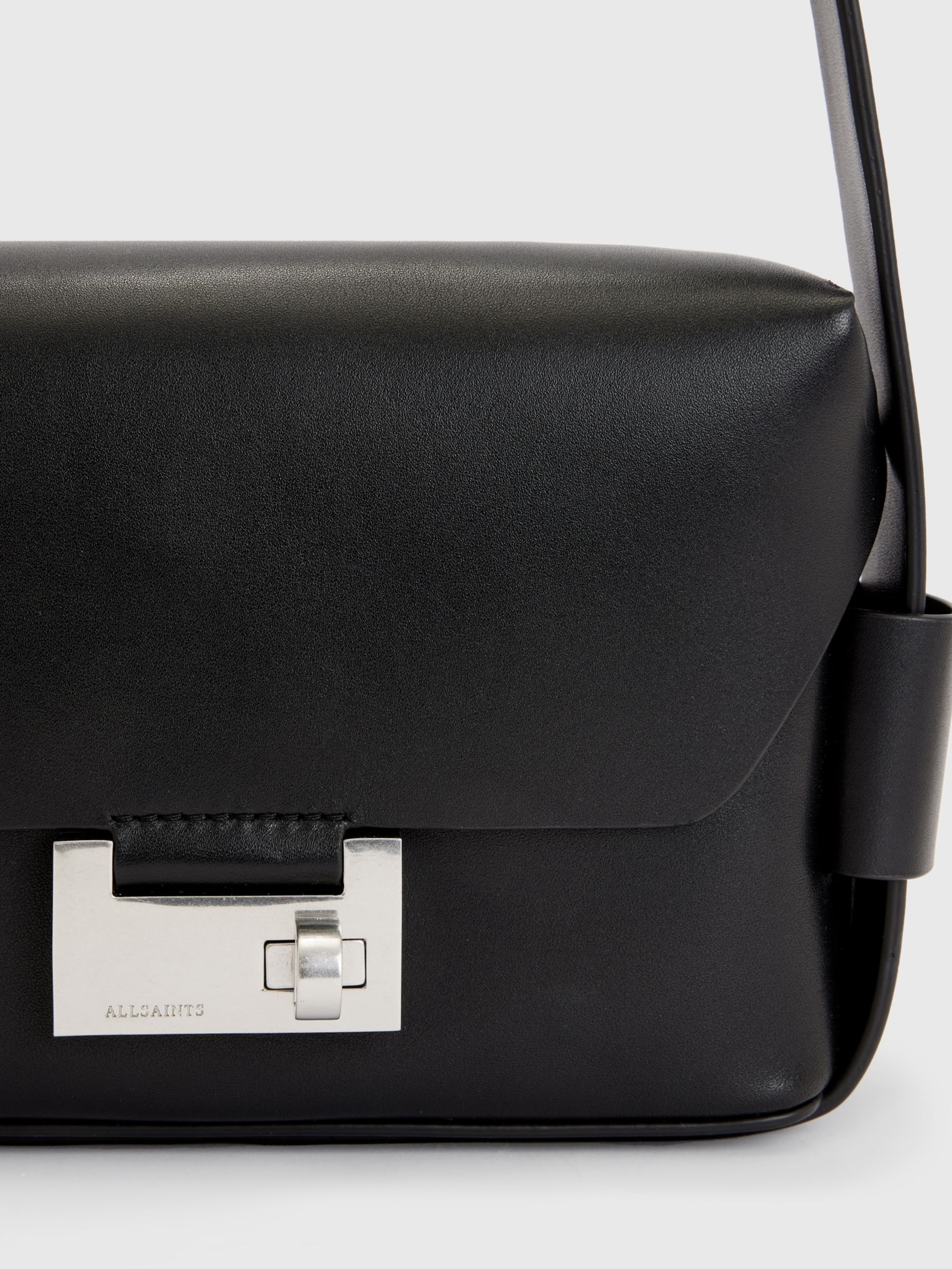 AllSaints Frankie Crossbody Bag, Black/Silver at John Lewis & Partners