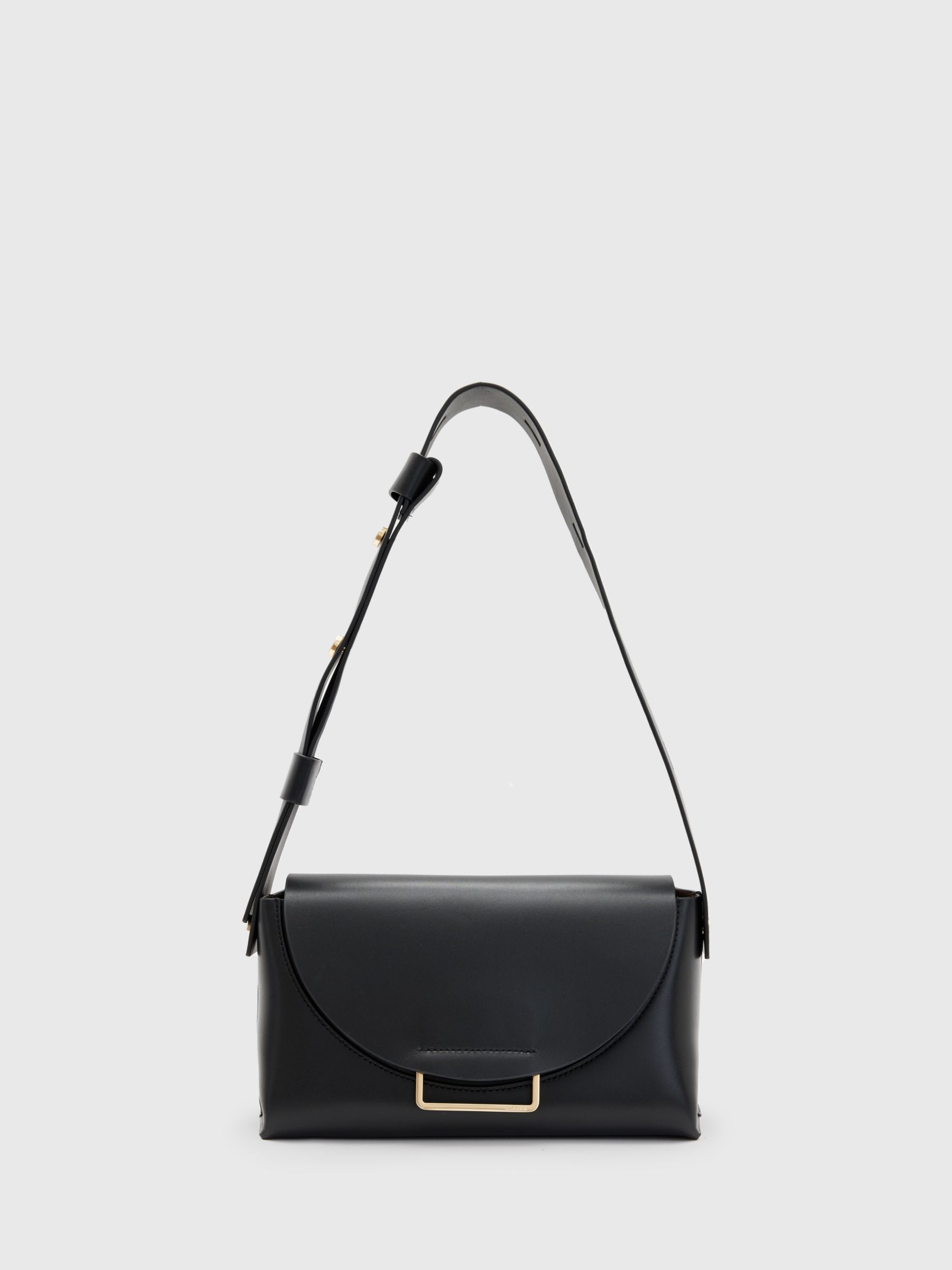 AllSaints Celeste Leather Shoulder Bag, Black at John Lewis & Partners