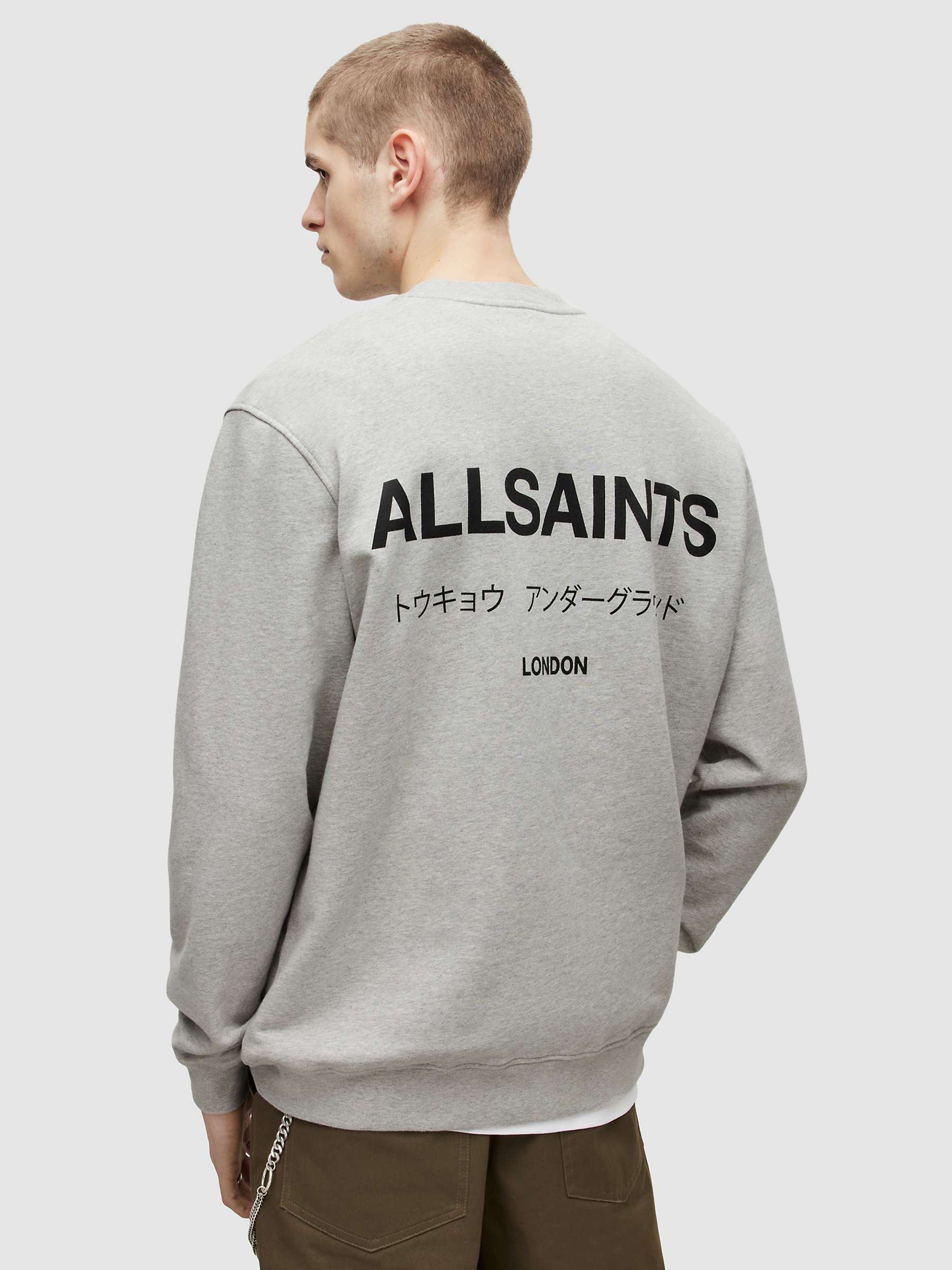 Buy AllSaints Underground Crew Neck Sweatshirt, Grey Marl Online at johnlewis.com