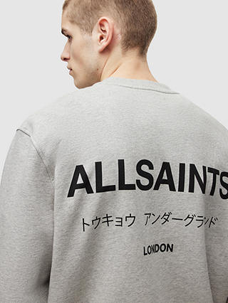 AllSaints Underground Crew Neck Sweatshirt, Grey Marl