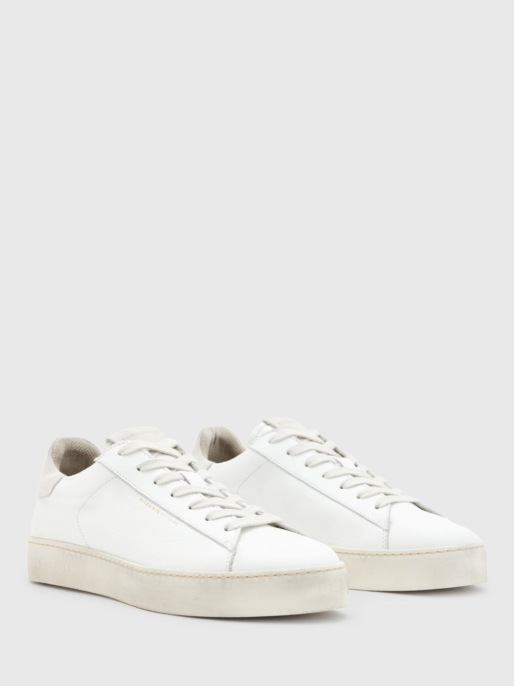 AllSaints Shana Leather Lace Up Trainers, White at John Lewis