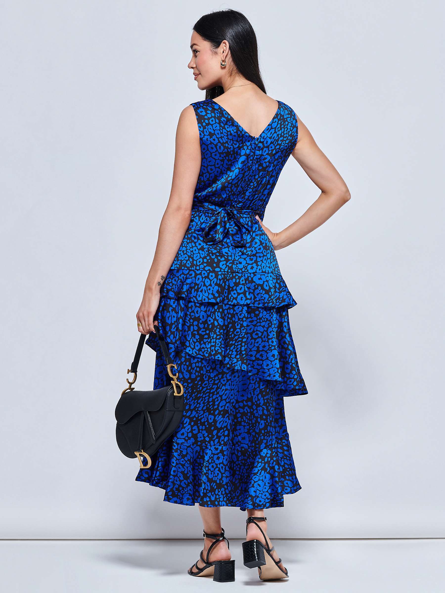 Buy Jolie Moi Della Animal Print Ruffle Dress, Blue Online at johnlewis.com