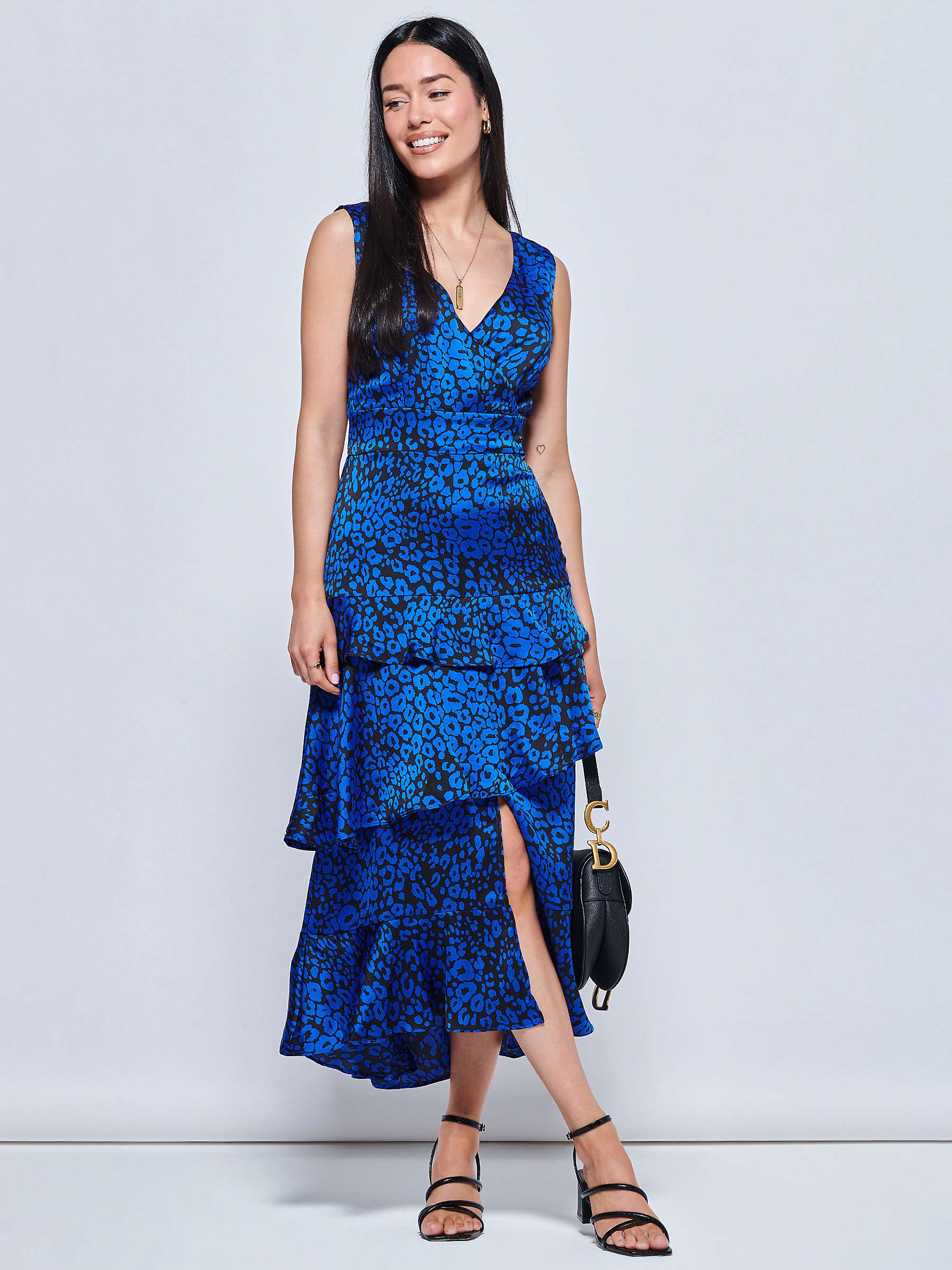 Buy Jolie Moi Della Animal Print Ruffle Dress, Blue Online at johnlewis.com