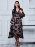 Jolie Moi Abstract Print Wrap Midi Dress, Multi, Multi