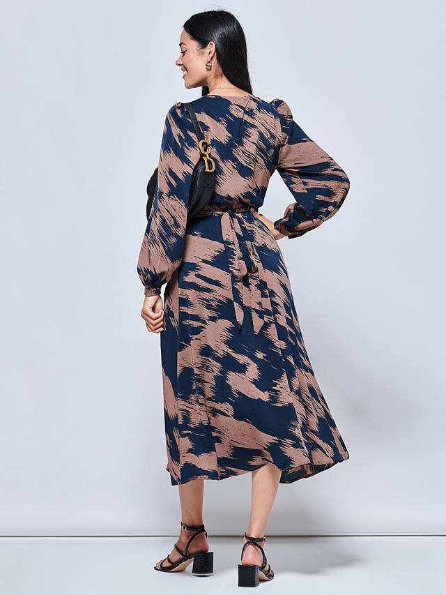 Jolie Moi Abstract Print Wrap Midi Dress, Multi