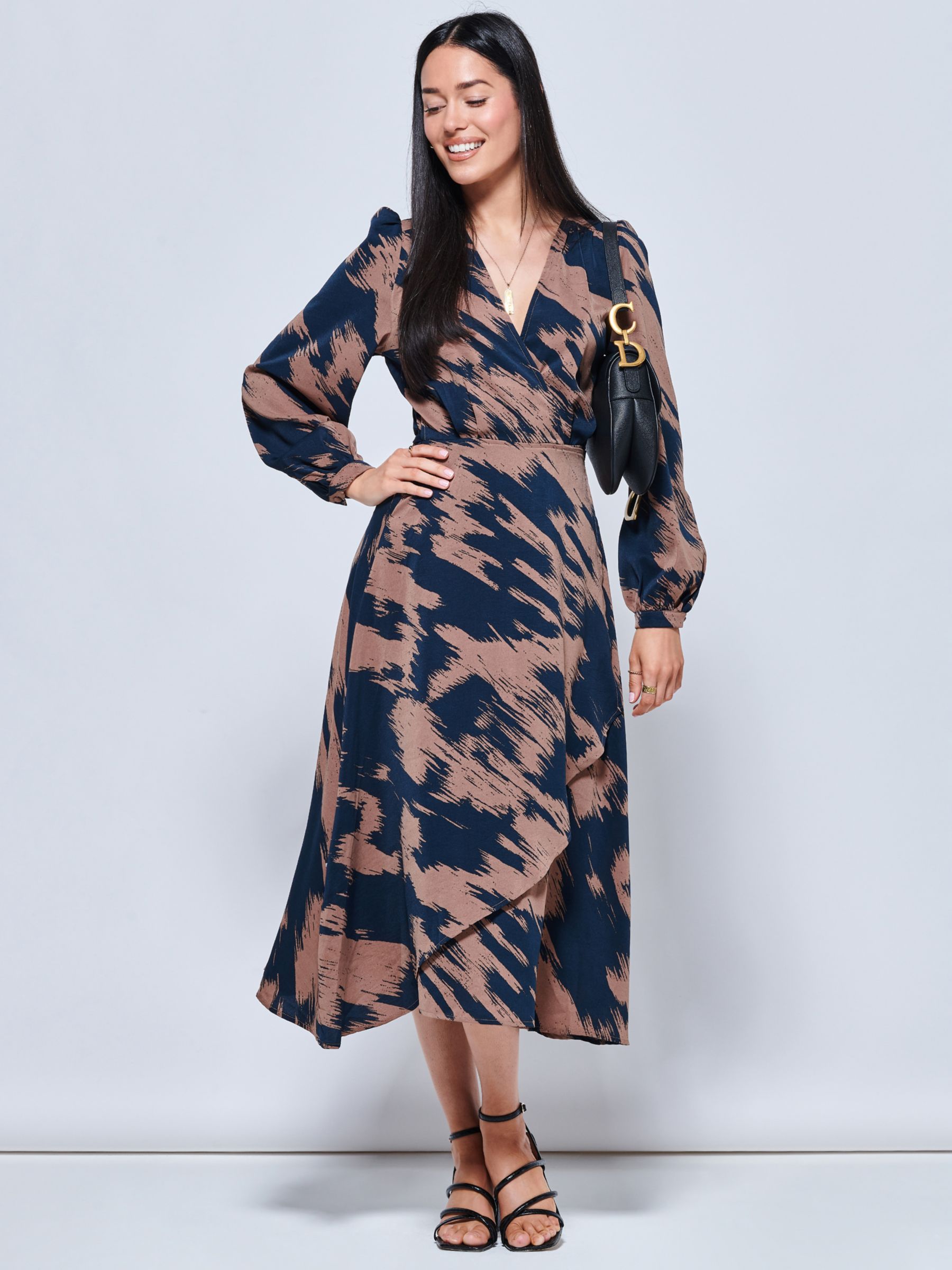 Buy Jolie Moi Abstract Print Wrap Midi Dress, Multi Online at johnlewis.com