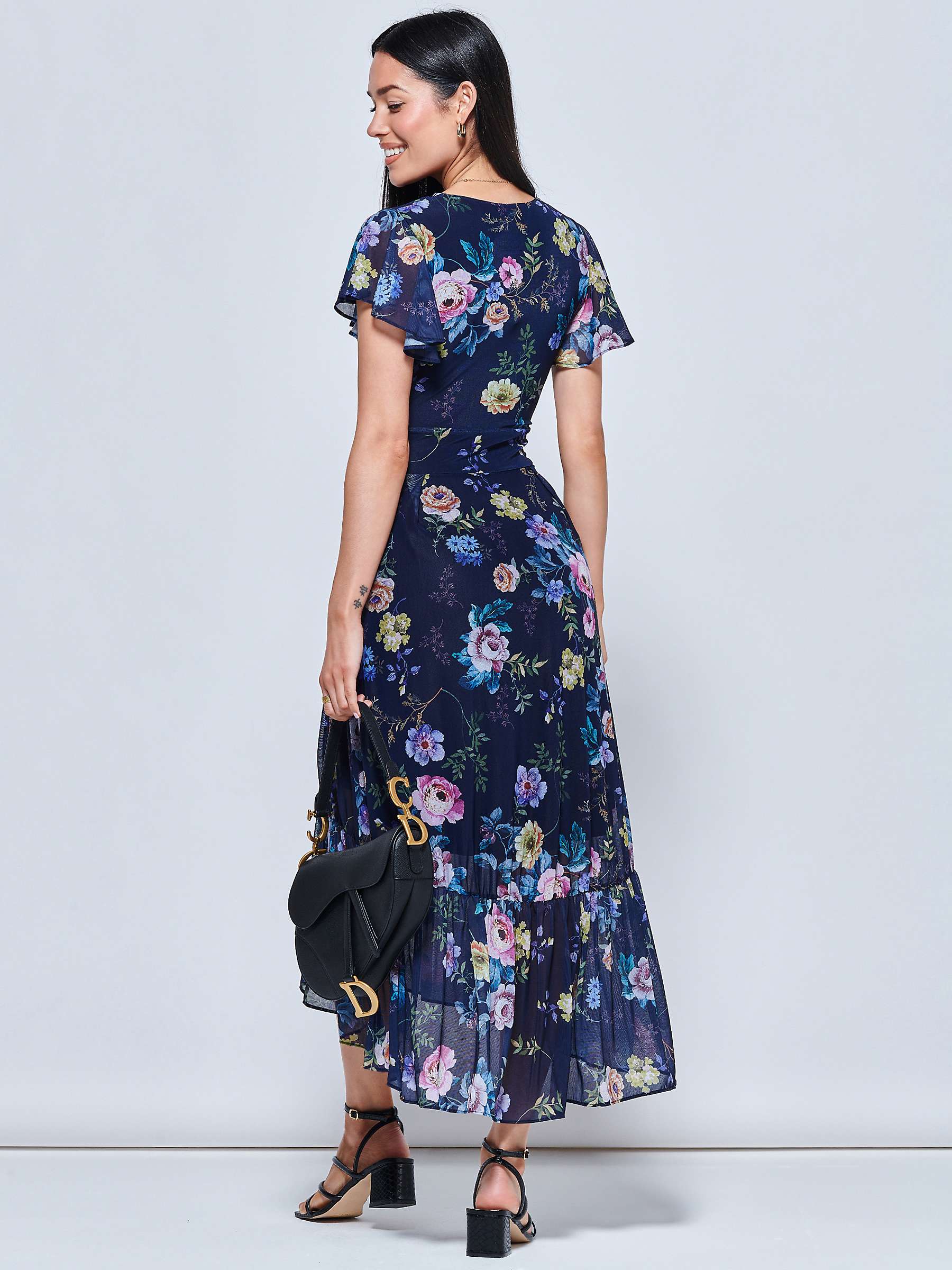 Buy Jolie Moi Carleigh Floral Ruffle Hem Dress, Navy Online at johnlewis.com