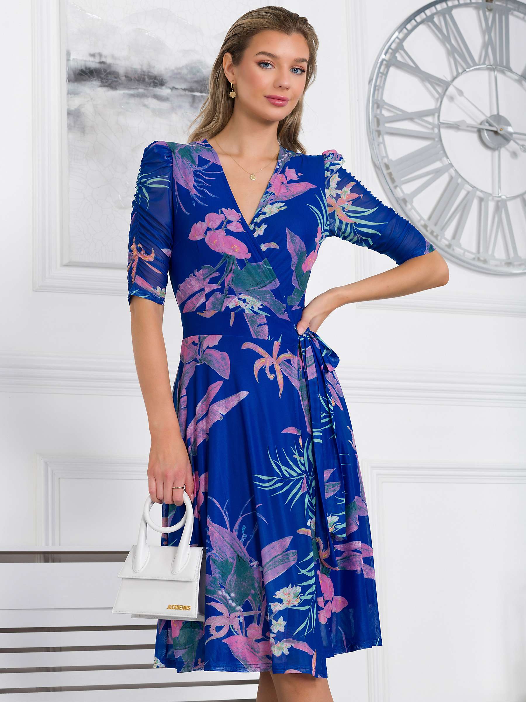 Buy Jolie Moi Elodea Mesh Ruched Sleeve Wrap Dress Online at johnlewis.com