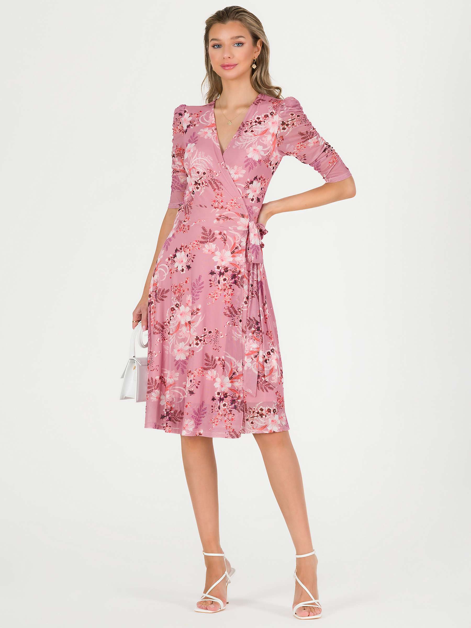 Buy Jolie Moi Elodea Mesh Ruched Sleeve Wrap Dress Online at johnlewis.com