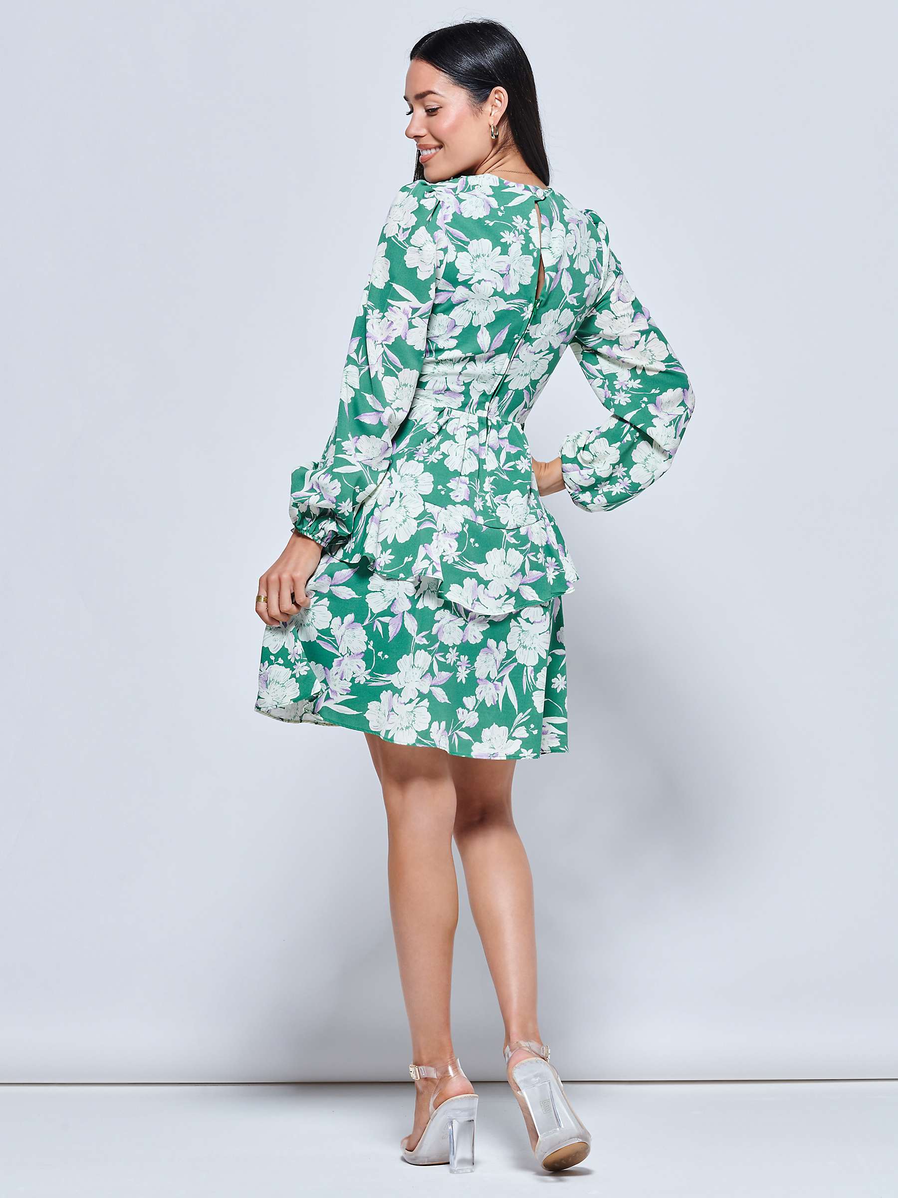 Buy Jolie Moi Casey Floral Mini Dress, Green Online at johnlewis.com