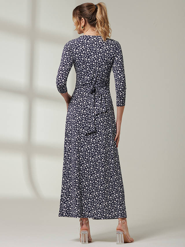 Jolie Moi Hayat Twist Front Floral Print Jersey Maxi Dress, Navy at ...