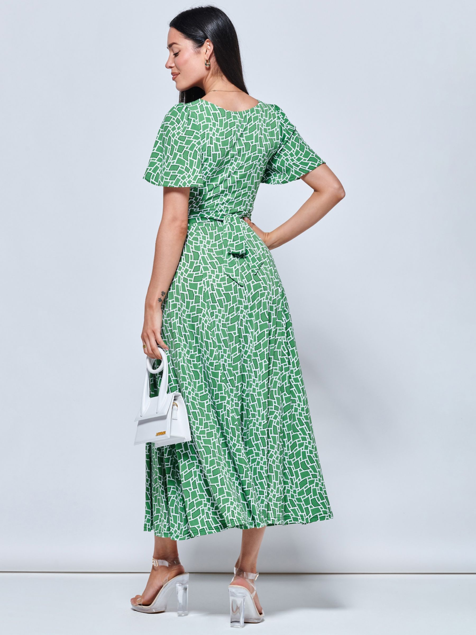 Jolie Moi Geometric Midi Dress, Green at John Lewis & Partners