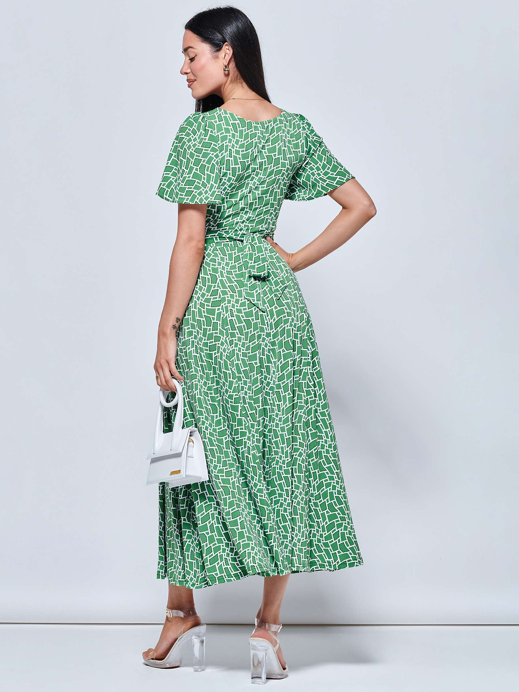 Buy Jolie Moi Geometric Midi Dress, Green Online at johnlewis.com