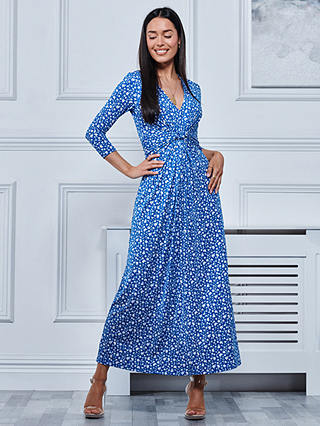 Jolie Moi Hayat Twist Front Floral Print Jersey Maxi Dress, Blue