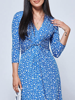 Jolie Moi Hayat Twist Front Floral Print Jersey Maxi Dress, Blue