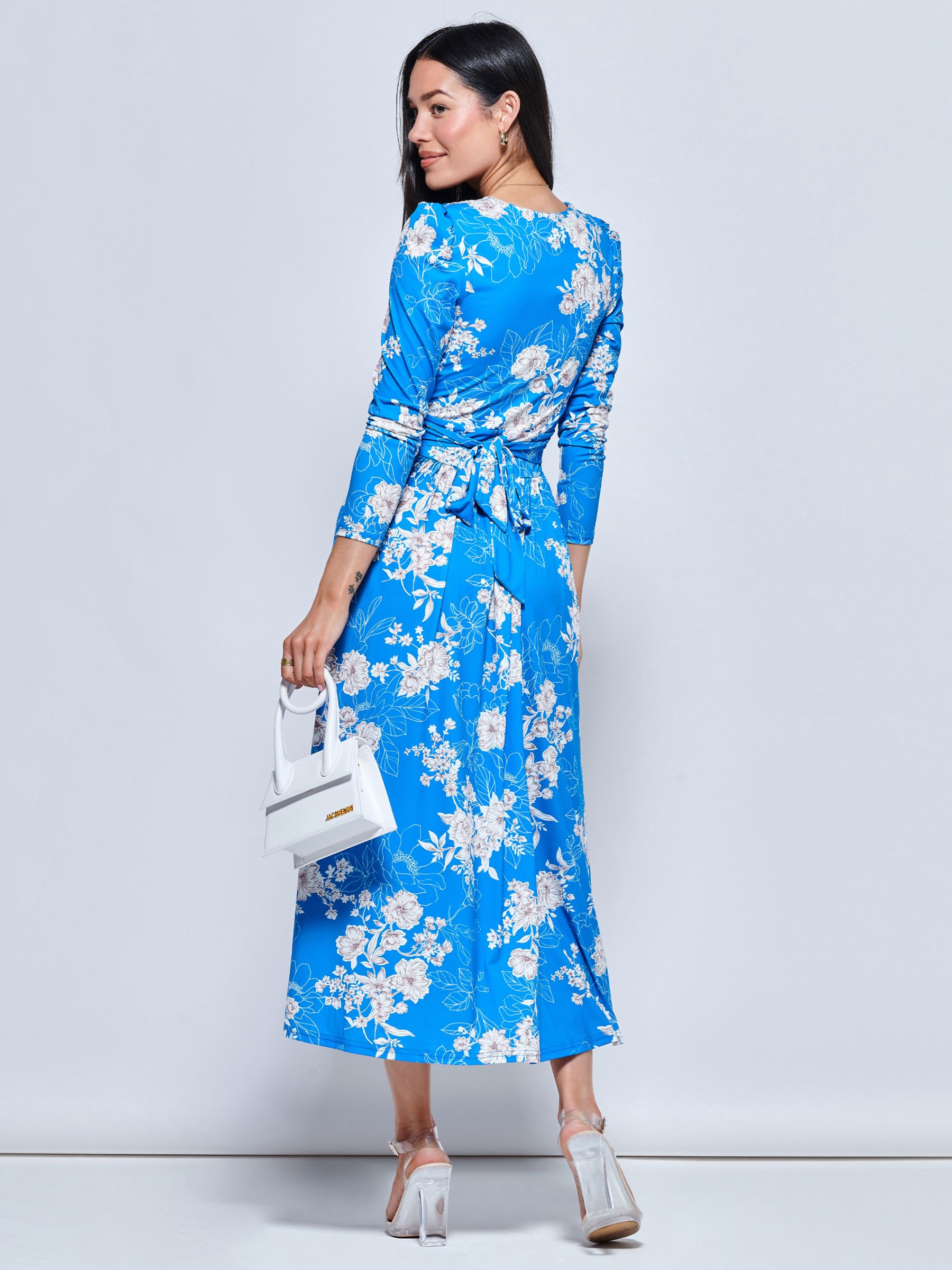 Jolie Moi Devorah Floral Print Jersey Maxi Dress, Blue/Multi at John ...