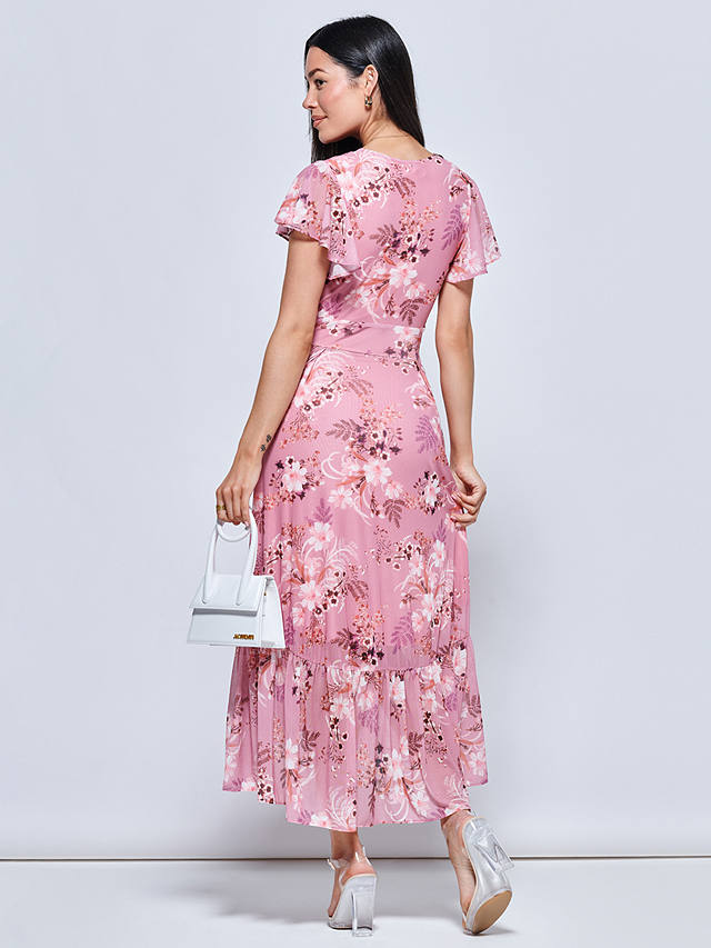 Jolie Moi Carleigh Floral Ruffle Hem Dress, Pink
