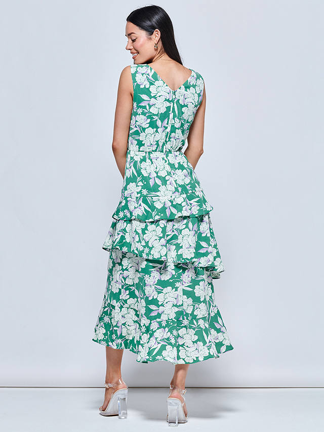 Jolie Moi Della Floral Sleeveless Dress, Green