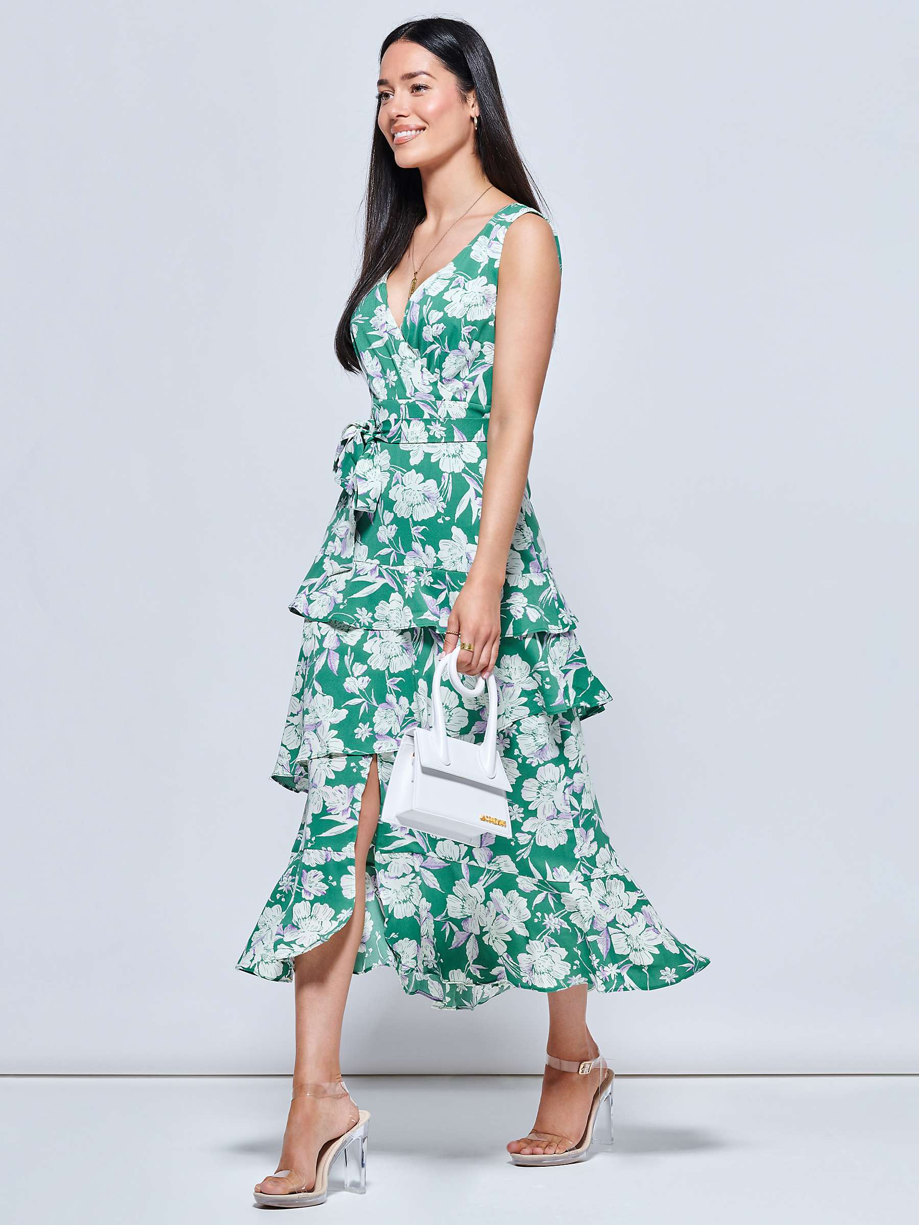 Buy Jolie Moi Della Floral Sleeveless Dress, Green Online at johnlewis.com