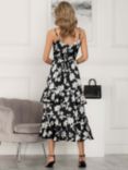 Jolie Moi Spaghetti Strap Satin Maxi Dress, Black Floral