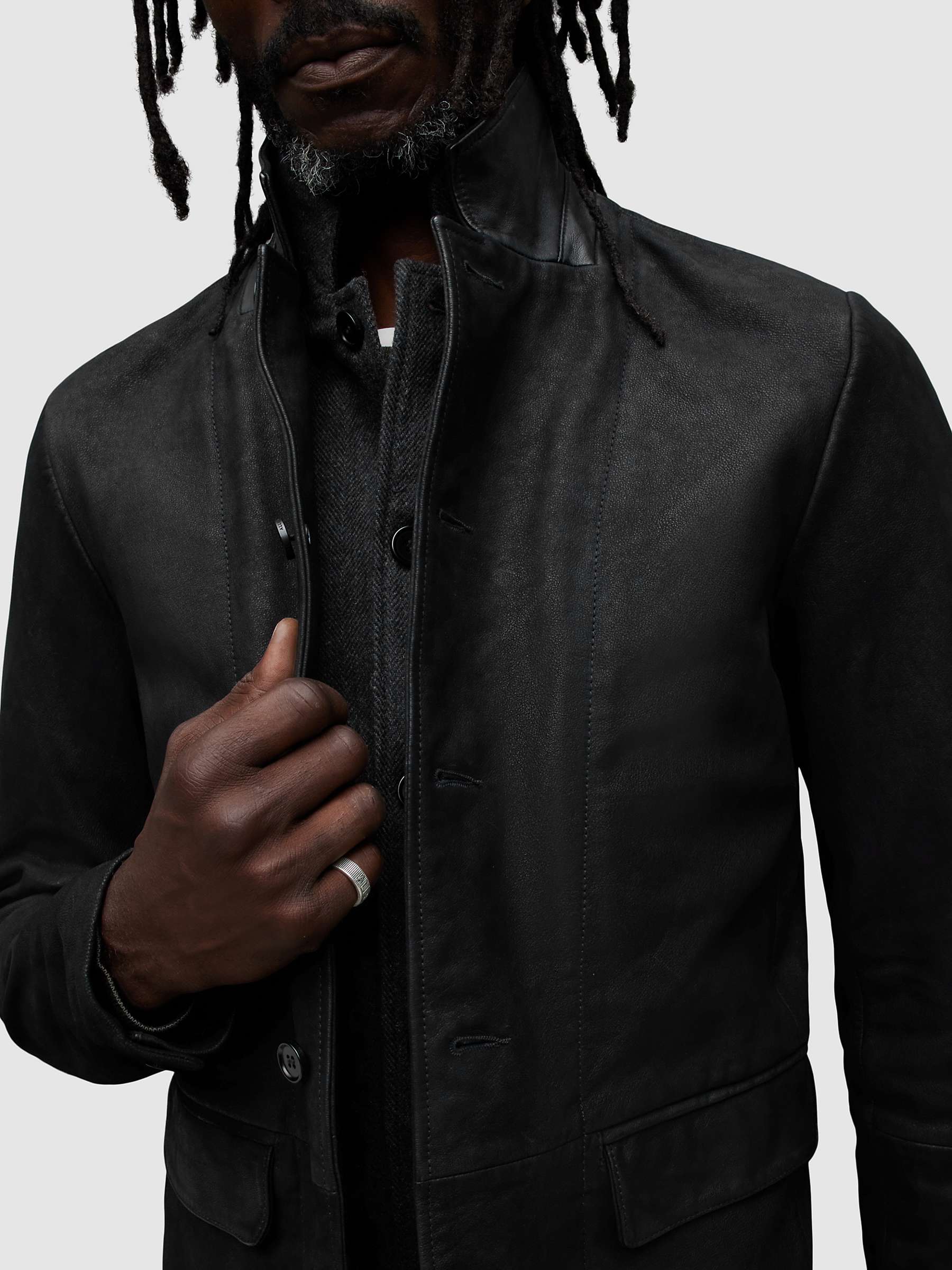 Buy AllSaints Survey Leather Blazer, Black Online at johnlewis.com