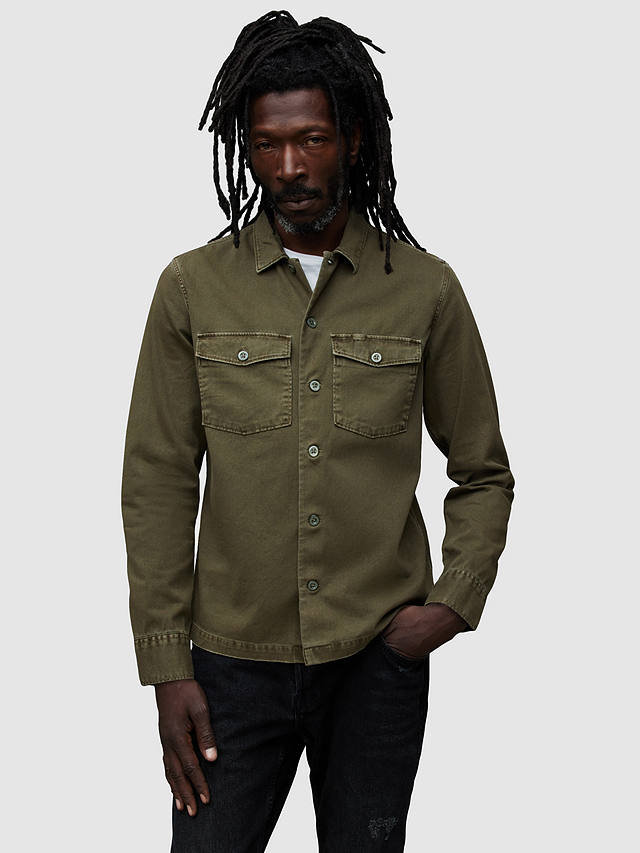 AllSaints Spotter Long Sleeve Shirt, Cargo Green