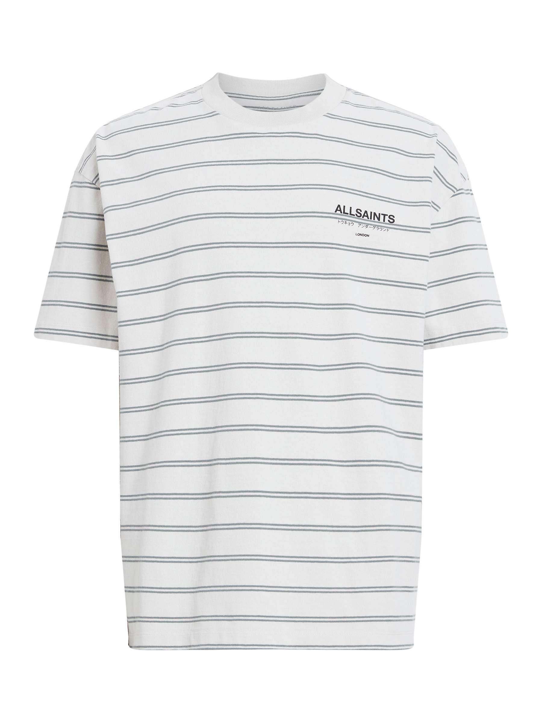 Buy AllSaints Underground Stripe T-Shirt, Grey/Multi Online at johnlewis.com