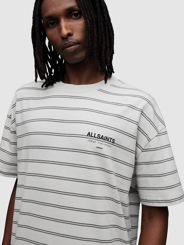 AllSaints Underground Stripe T-Shirt, Grey/Multi