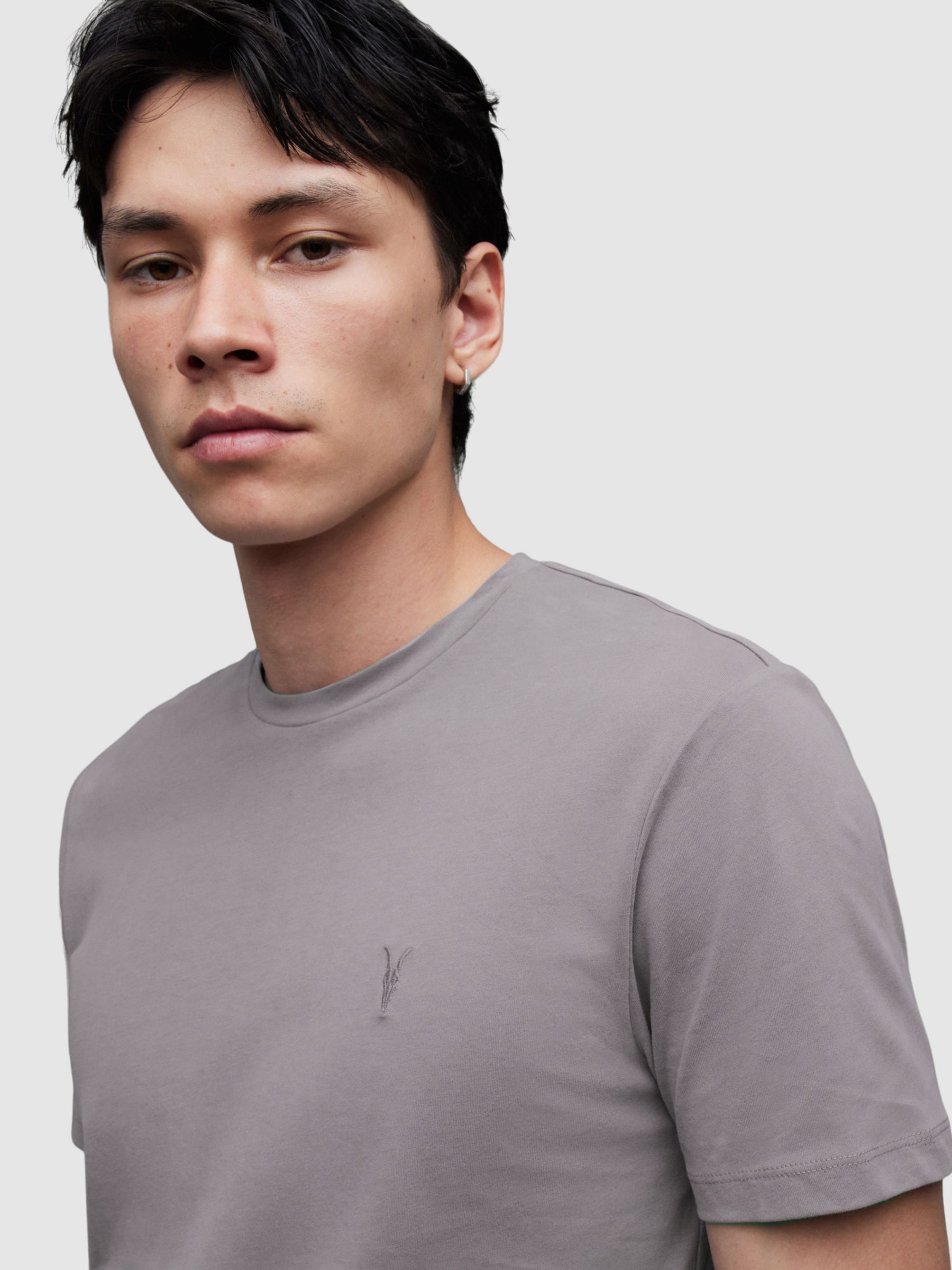 AllSaints Brace Crew T-Shirt, Aluminium Grey at John Lewis & Partners