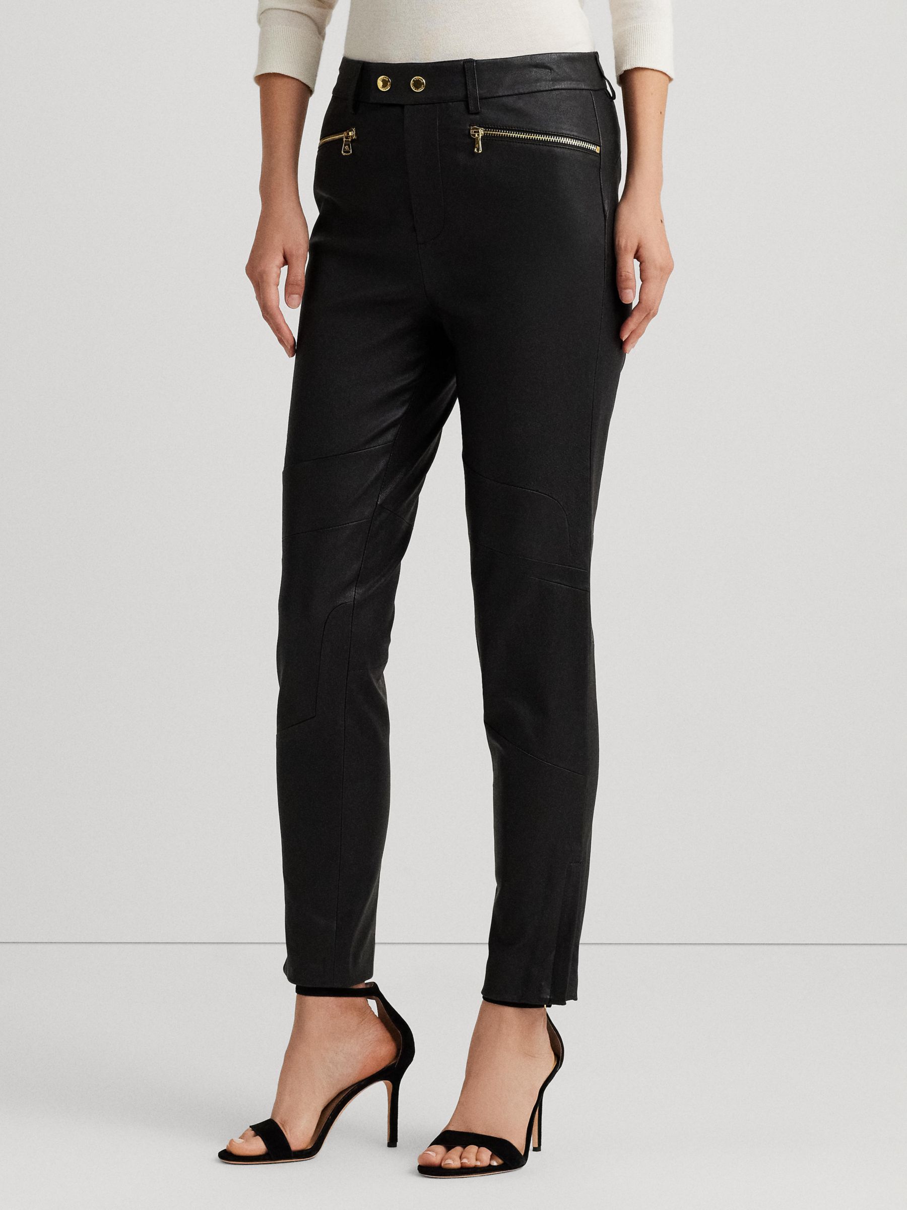 Lauren Ralph Lauren Edvin Leather Trousers, Black