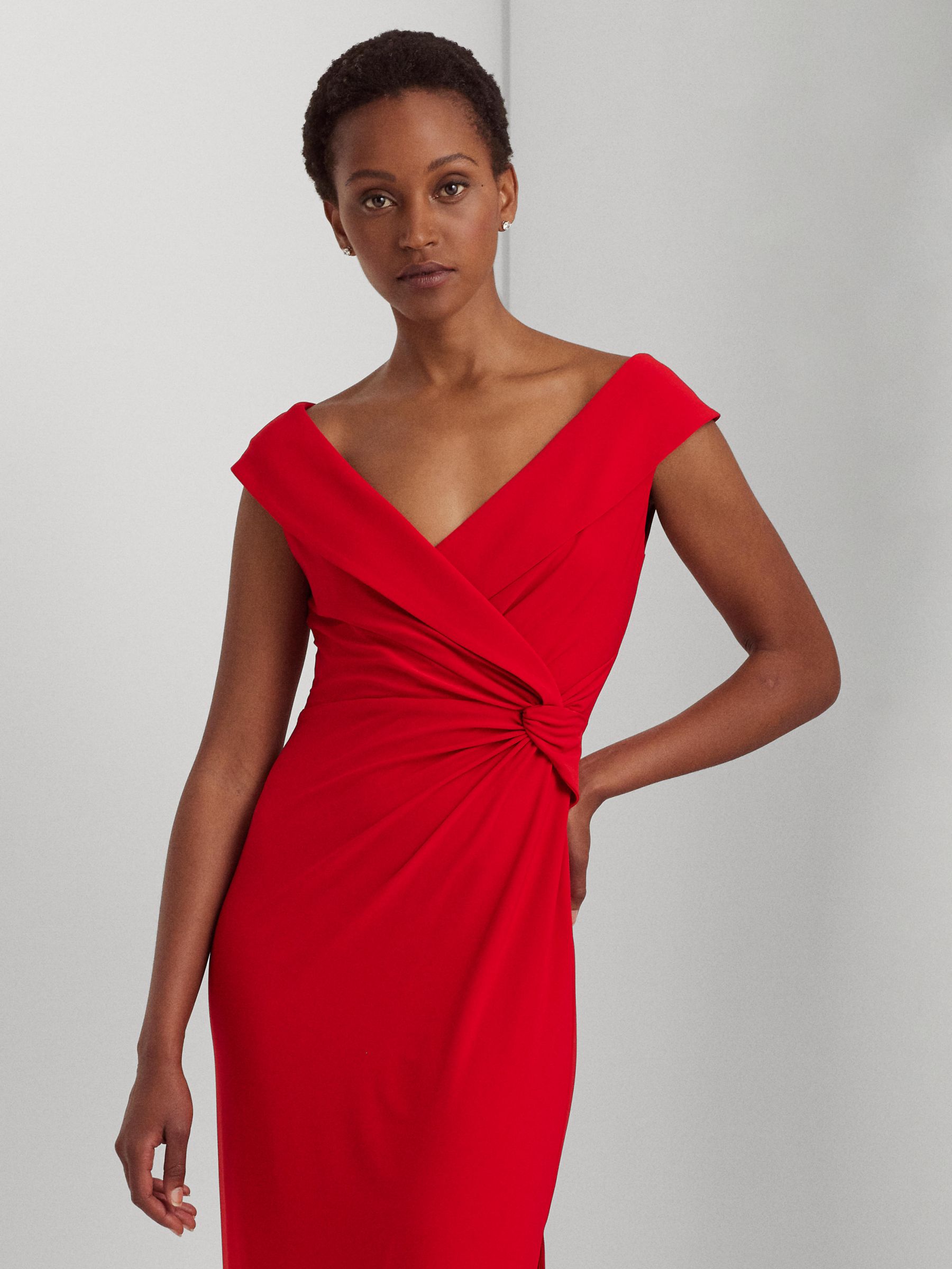 Lauren Ralph Lauren Womens Red Red Off The Shoulder Gown Size 6 12730053