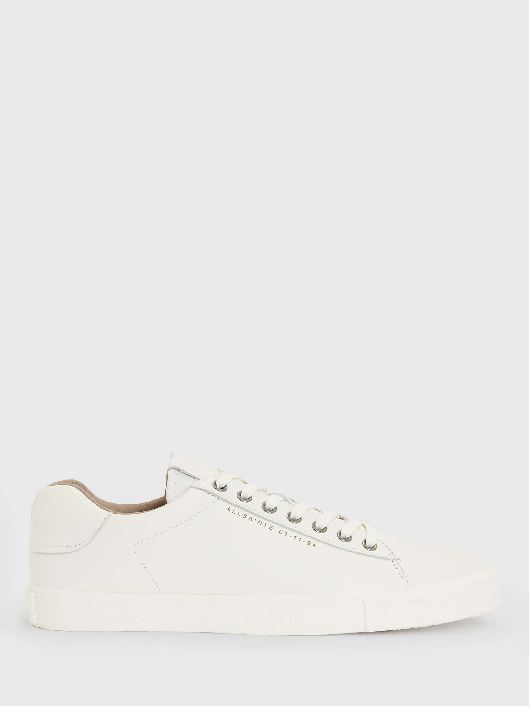 AllSaints Brody Leather Low Top Trainers, White at John Lewis & Partners