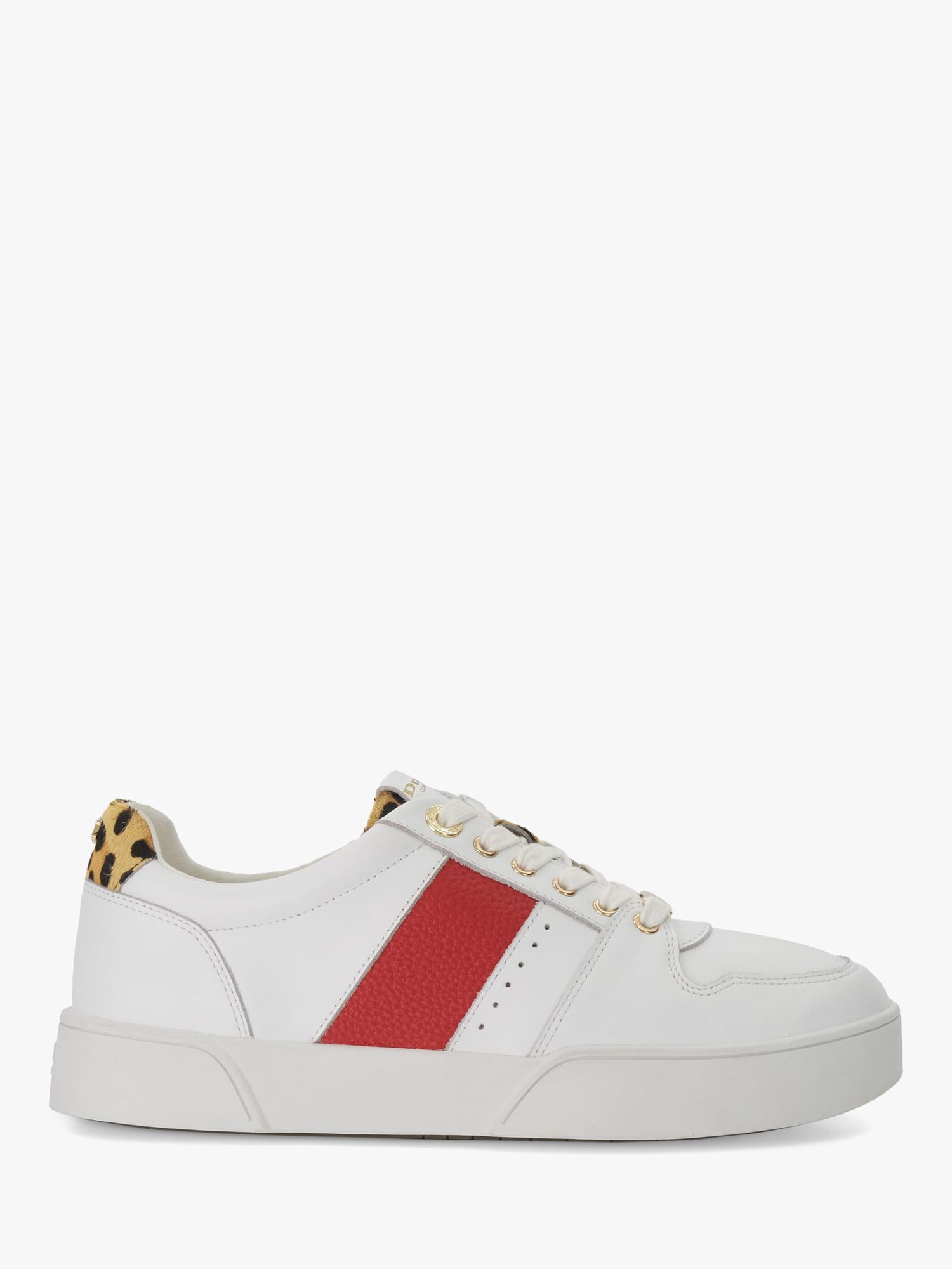 Dune Elysium Leather Side Stripe Trainers, Red at John Lewis & Partners