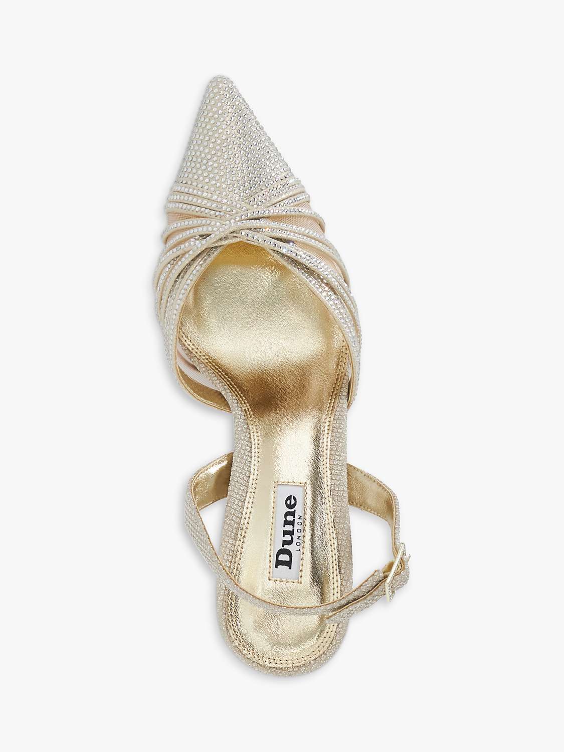 Dune Cloudia Diamante Mesh Slingback Court Shoes, Gold at John Lewis ...