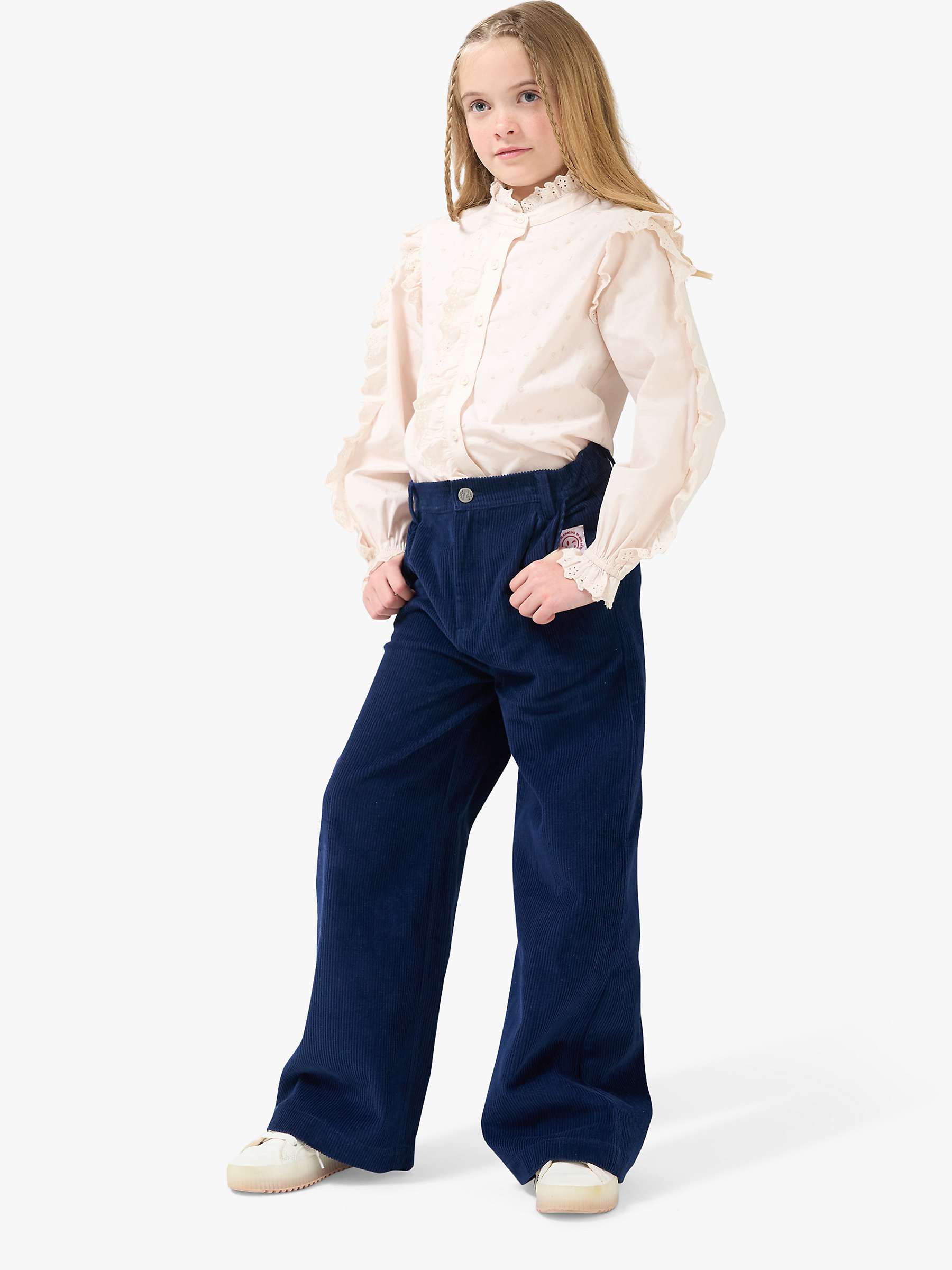 Buy Angel & Rocket Kids' Wide Leg Corduroy Trousers, Navy Online at johnlewis.com