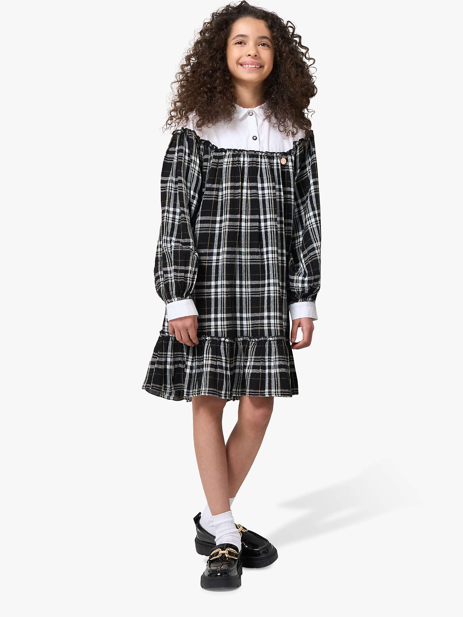 Buy Angel & Rocket Kids' Ashley Check Shirt Dress, Black Online at johnlewis.com
