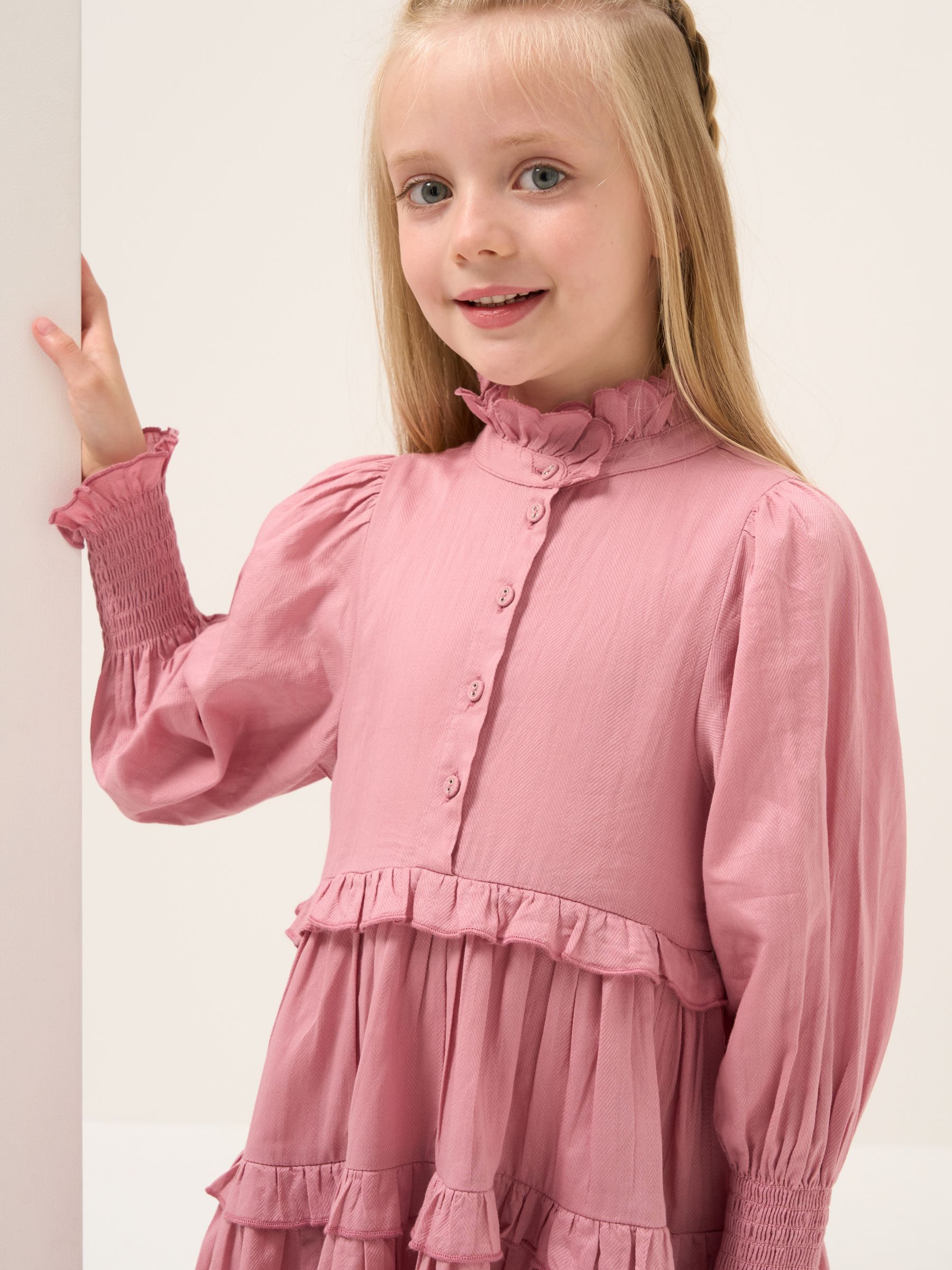 Angel & Rocket Kids' Cordelia Vintage Frill Dress, Pink at John Lewis ...
