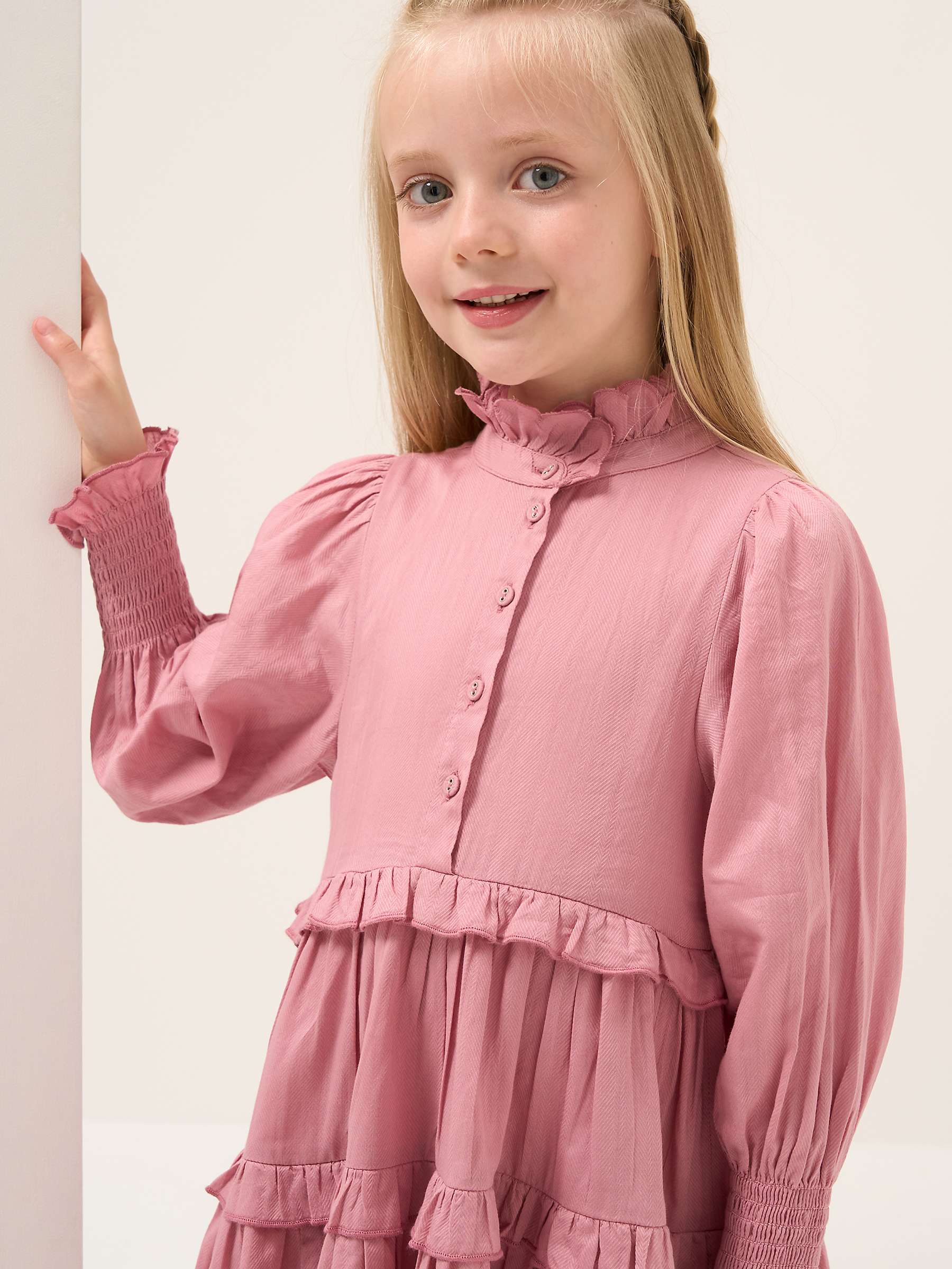 Buy Angel & Rocket Kids'  Cordelia Vintage Frill Dress, Pink Online at johnlewis.com