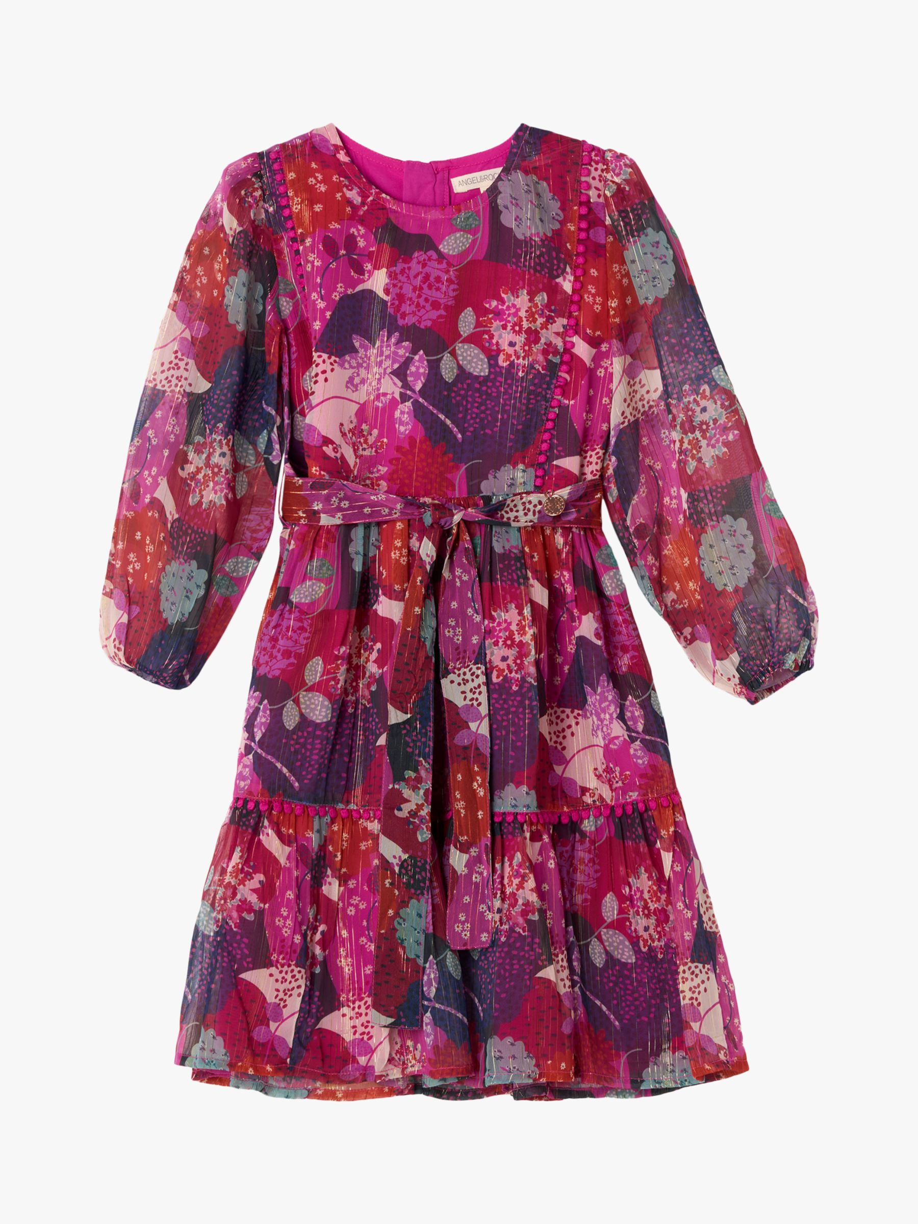 Buy Angel & Rocket Kids' Belted Patchwork Dress, Pink Online at johnlewis.com