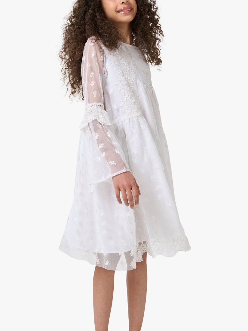 Angel & Rocket Kids' Lace Bell Sleeve Boho Dress, White, 10 years