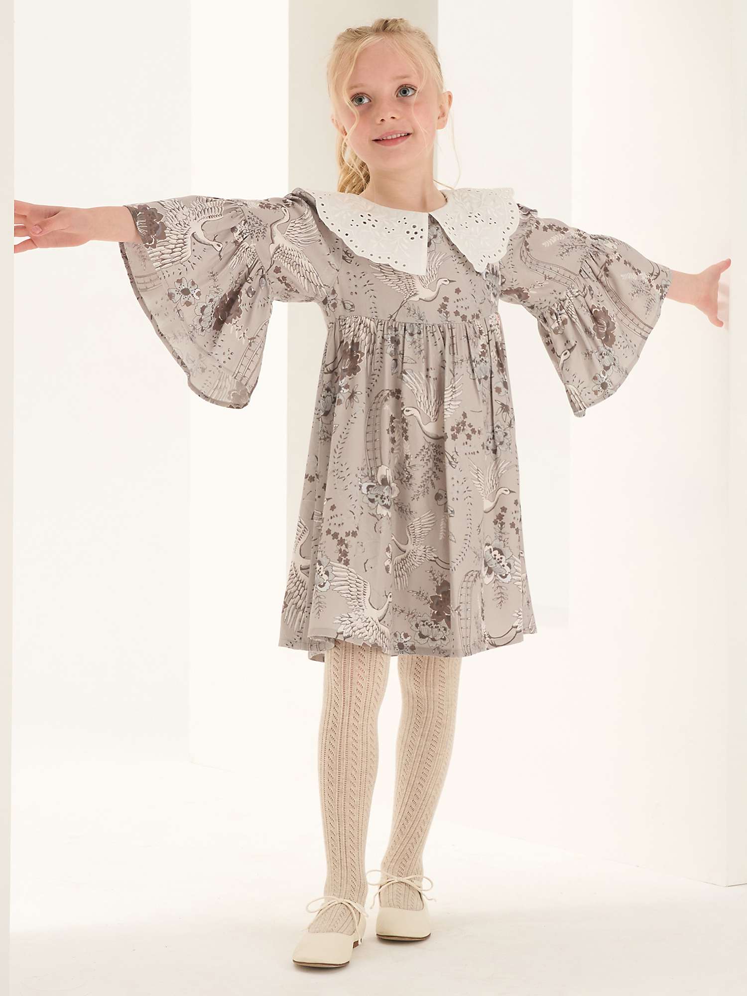Buy Angel & Rocket Kids' Isabelle Lace Collar Dress, Grey Online at johnlewis.com
