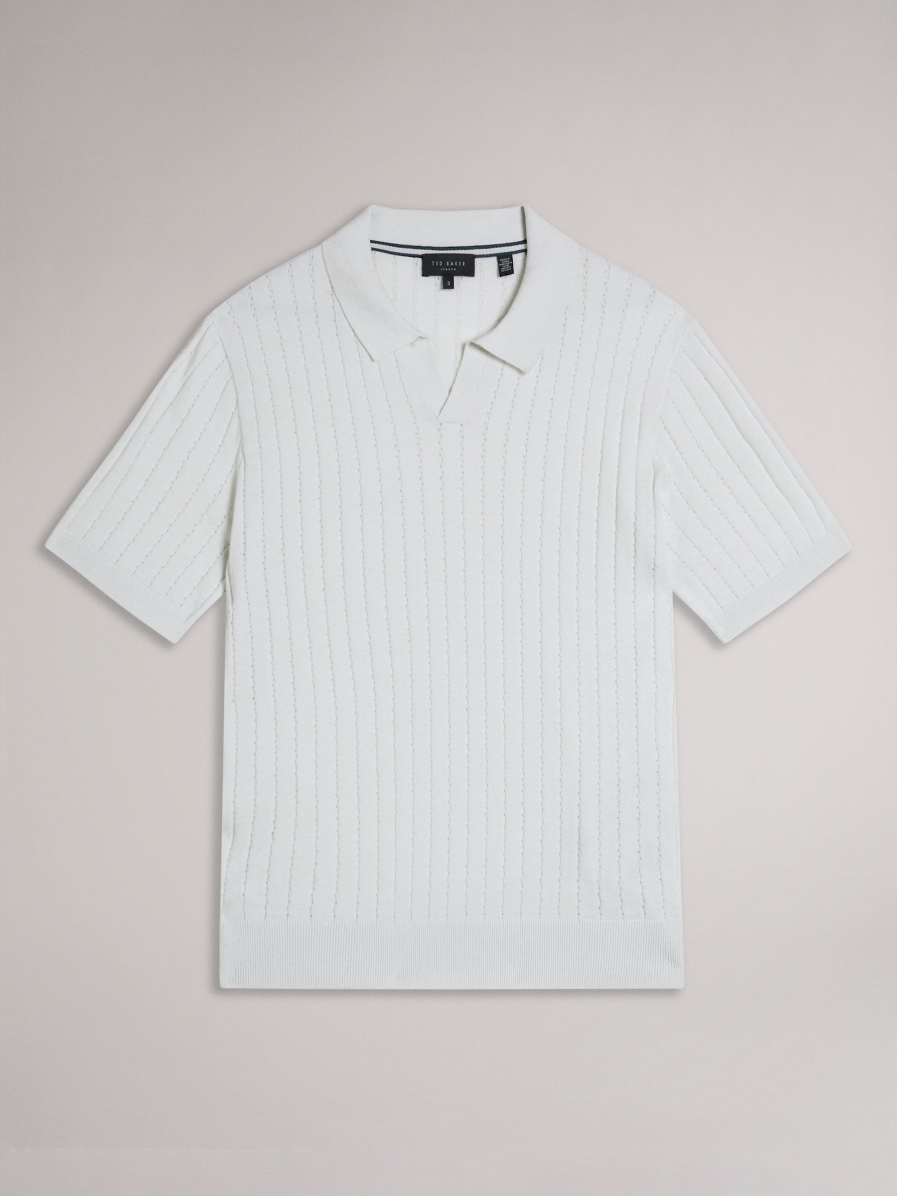 Ted Baker Botany Ribbed Silk Blend Polo Shirt, White at John Lewis &  Partners