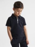 Reiss Kids' Creed Textured Half Zip Polo Shirt