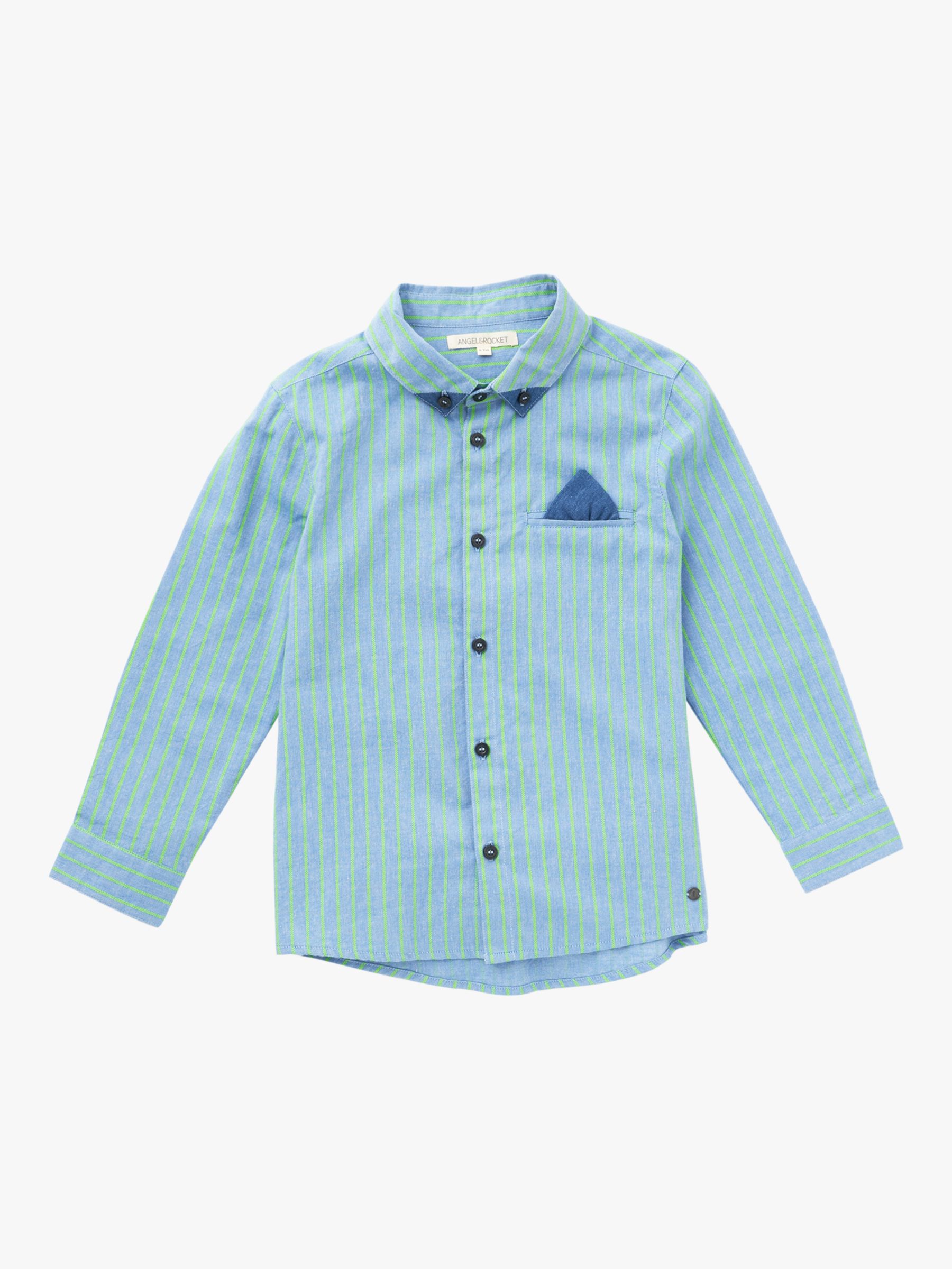 Buy Angel & Rocket Kids' Kai Oxford Cotton Stripe Shirt, Blue Online at johnlewis.com