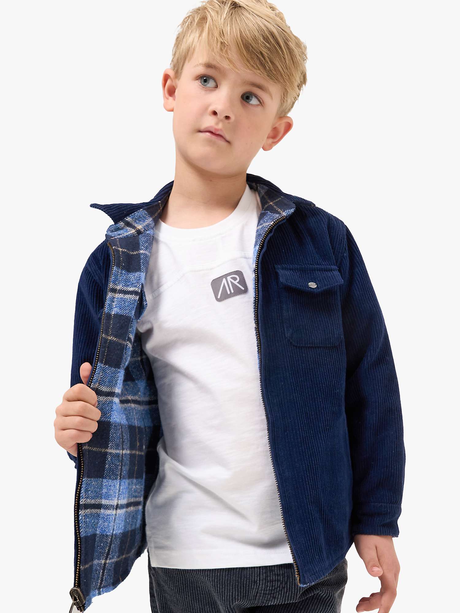 Buy Angel & Rocket Kids' Reversible Double Pocket Shirt, Blue Online at johnlewis.com