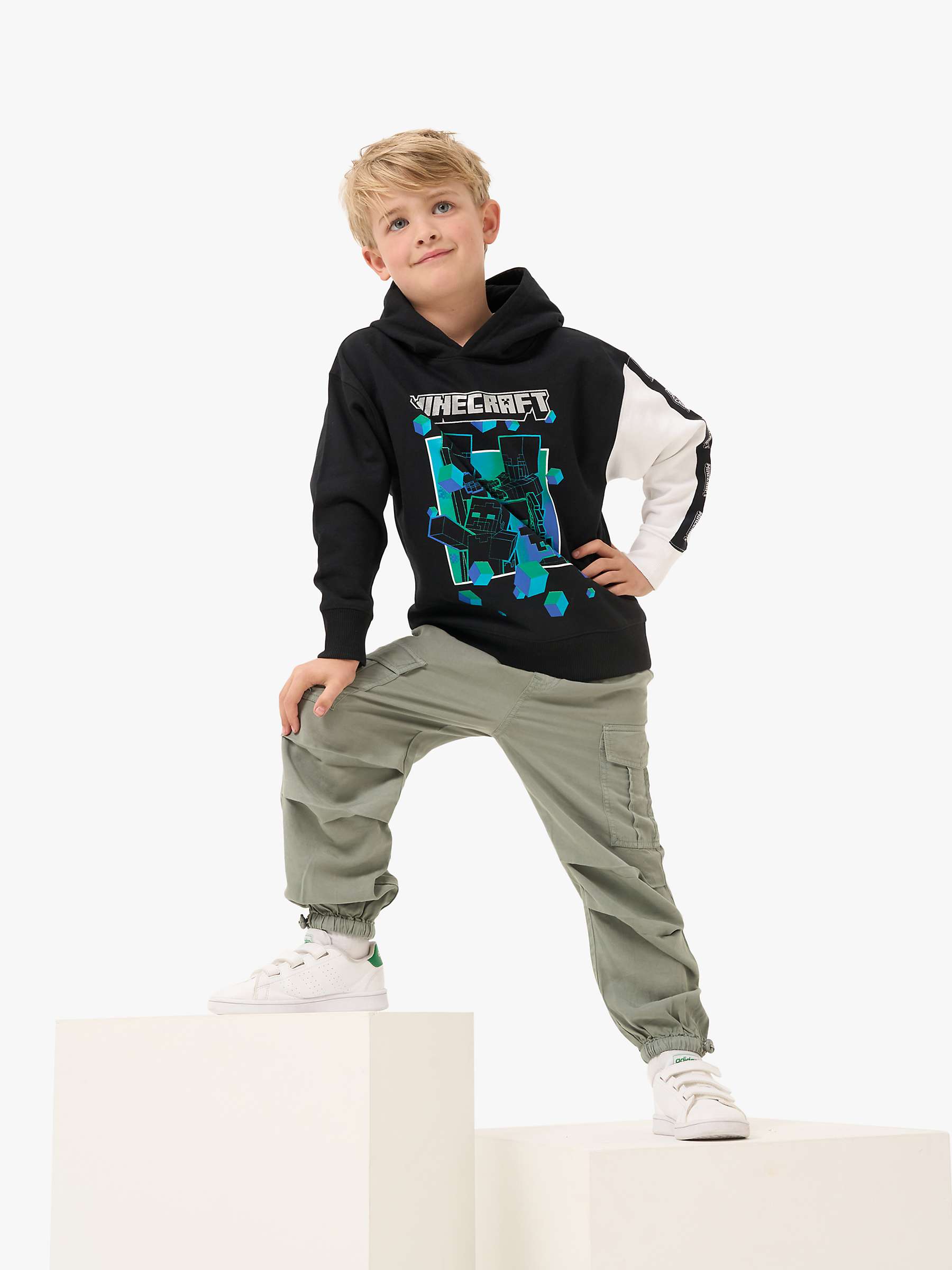 Buy Angel & Rocket Kids' Minecraft Colour Block Hoodie, Black Online at johnlewis.com