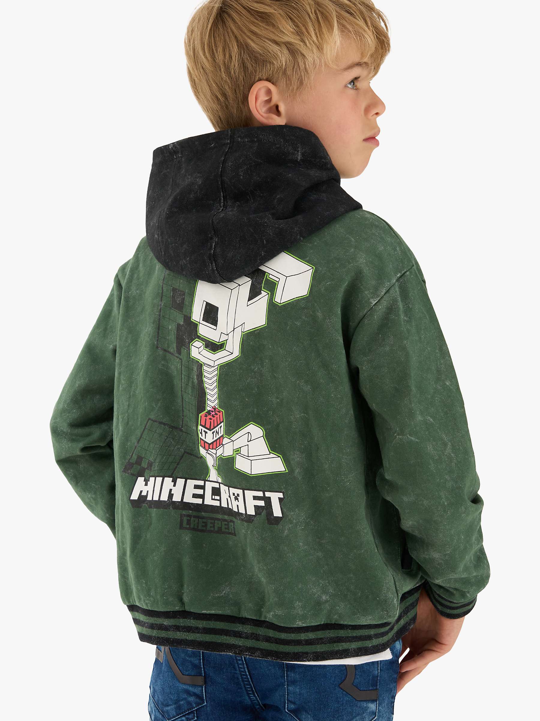 Buy Angel & Rocket Kids' Minecraft Bomber Jacket, Grey Online at johnlewis.com