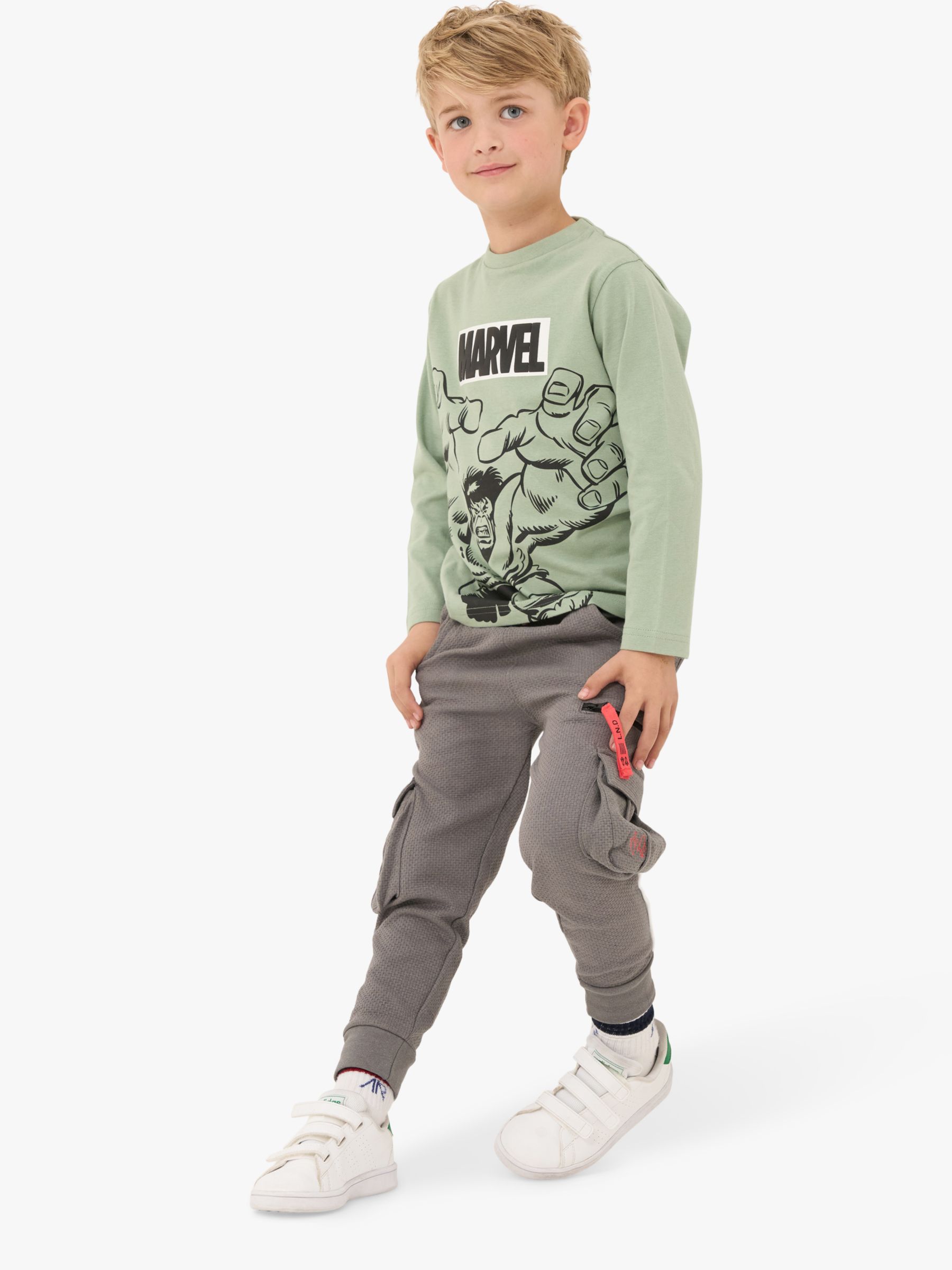 Buy Angel & Rocket Kids' Marvel Long Sleeve T-Shirt, Green Online at johnlewis.com