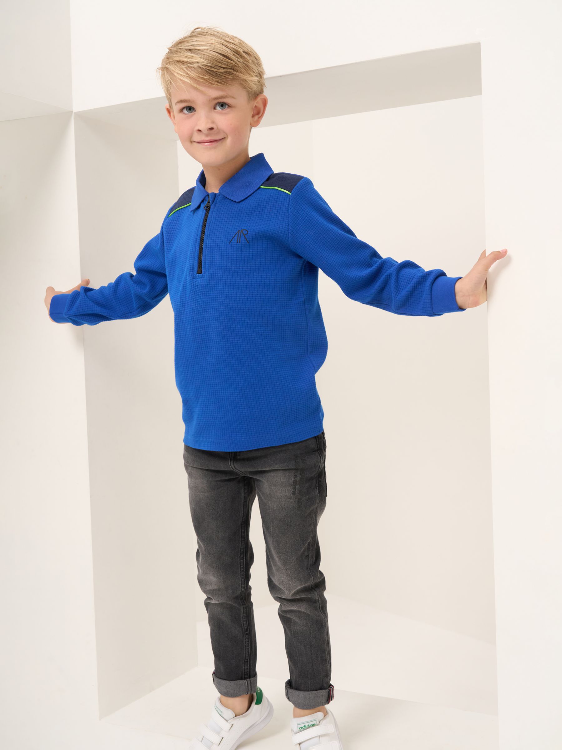 Angel & Rocket Kids' Long Sleeve Polo Shirt, Blue, 3 years