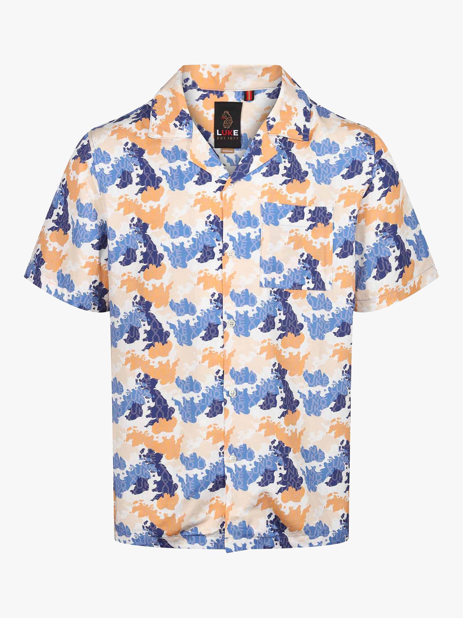 LUKE 1977 Mamba Camouflage Print Shirt, Apricot/Multi, S